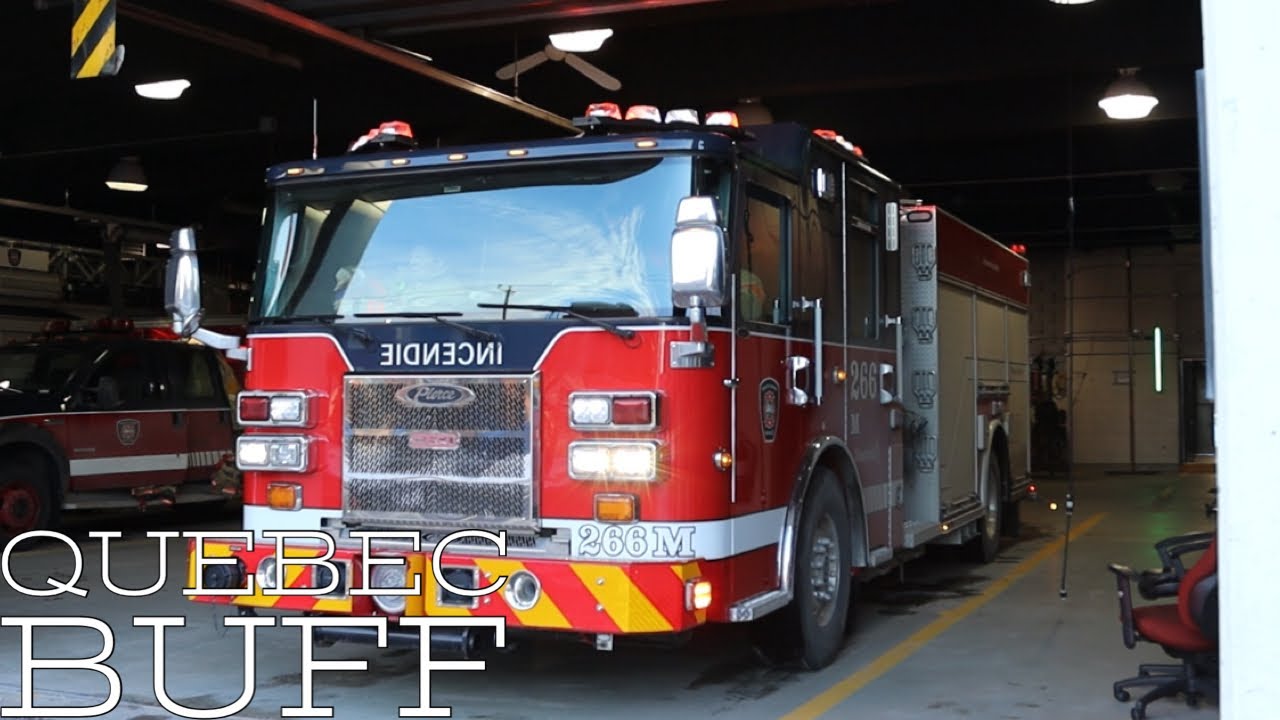 Montreal Fire Department (SIM) Pumper 266M responding from fire station 66 in Verdun.