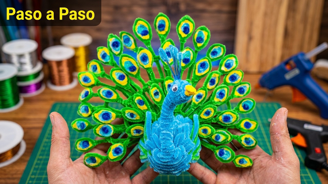 PAVO REAL CON  LIMPIAPIPAS TUTORIAL ,PASO A PASO/PIPECLEANER