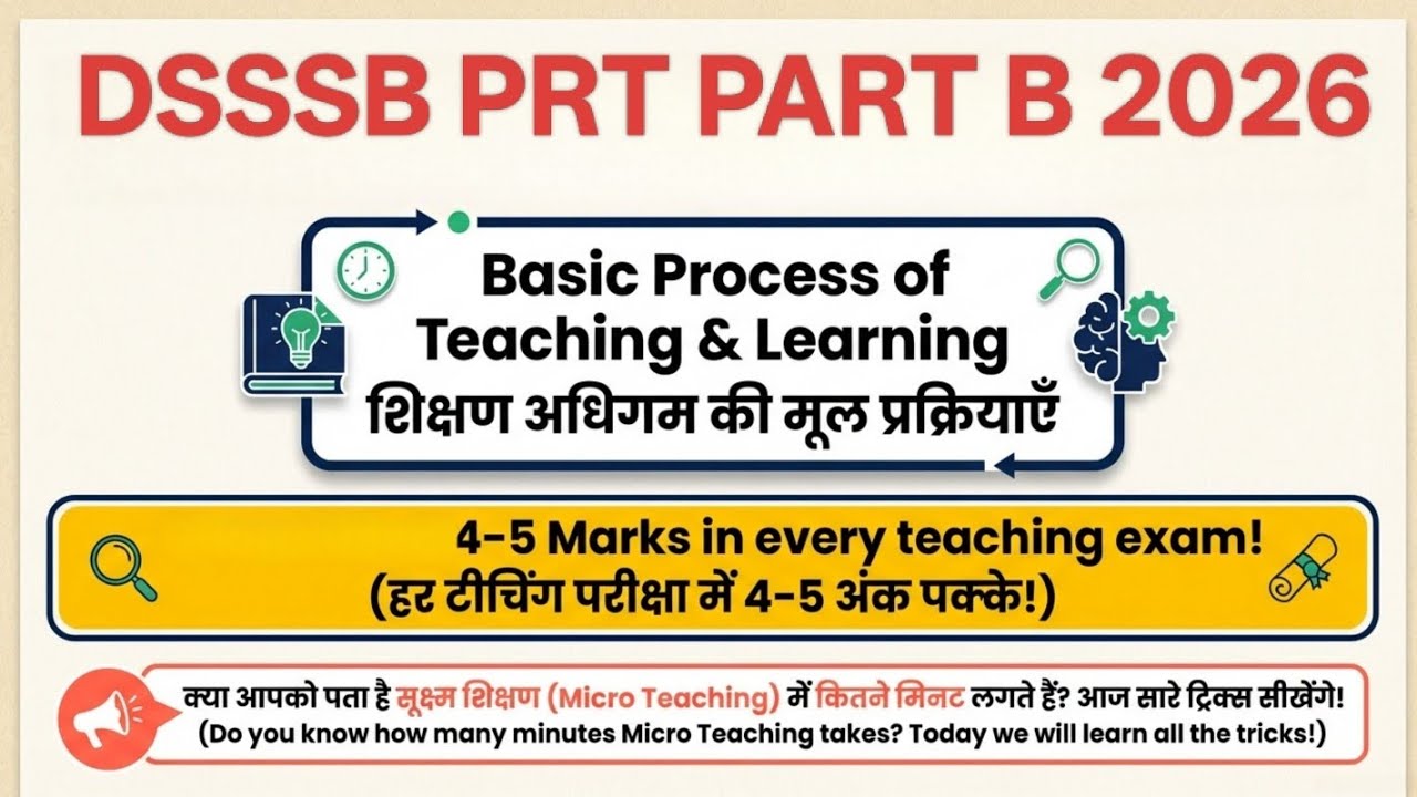 DSSSB PRT PART B 2026 🔥 Basic Process of Teaching & Learning | Micro Teaching Minutes Trick | 