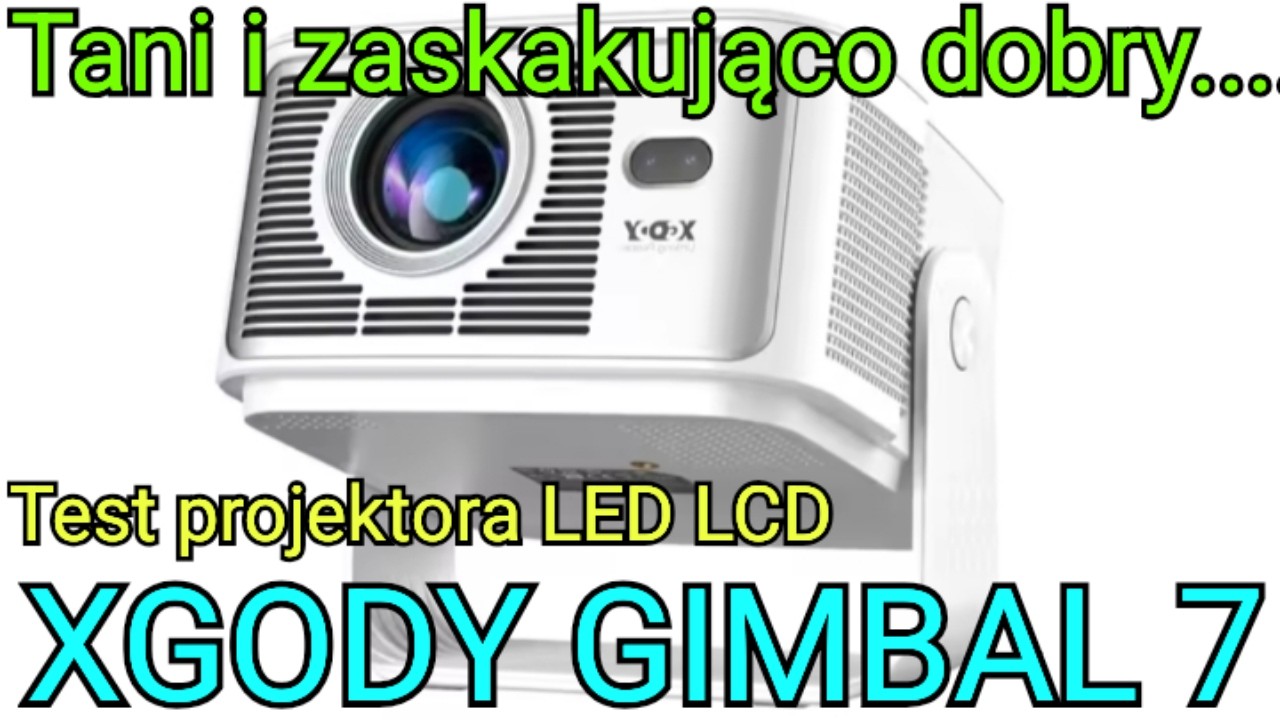Test taniego projektora LED LCD Xgody Gimbal 7 FHD 1080p