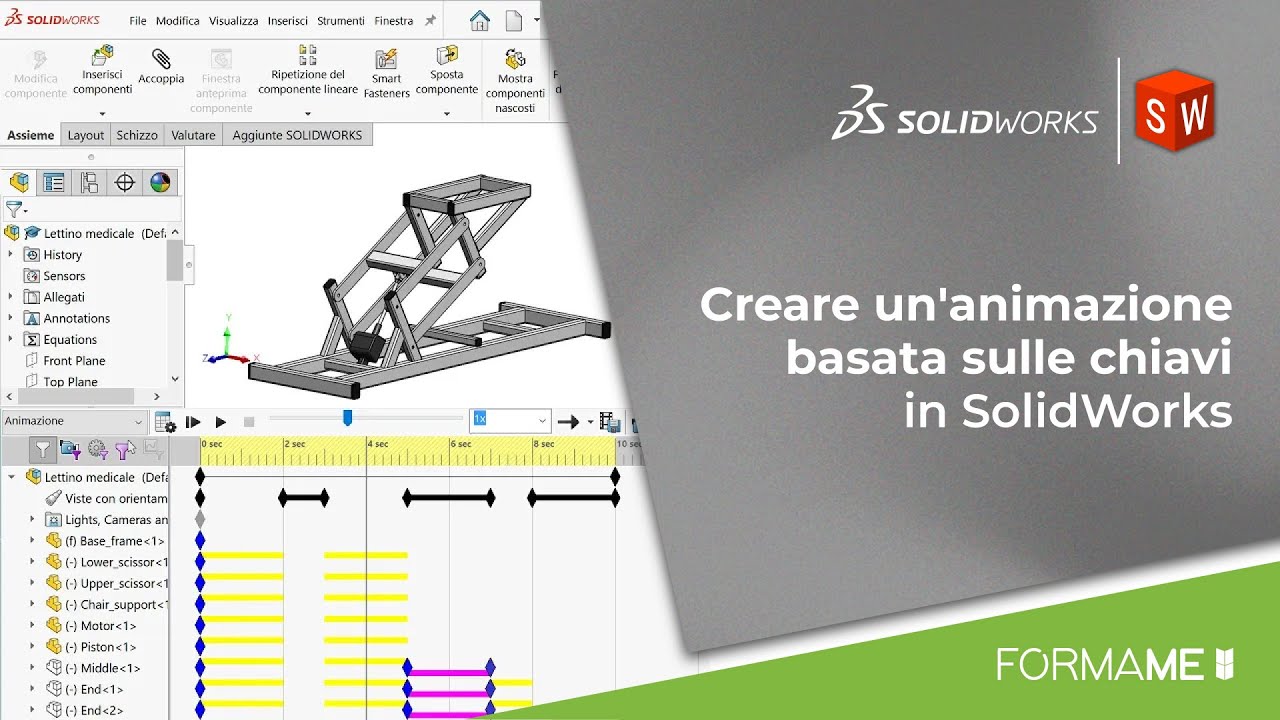 Creare un'animazione basata sulle chiavi in SolidWorks