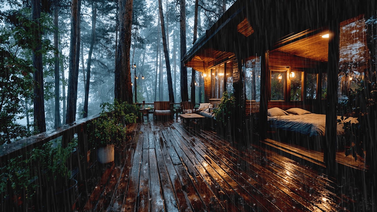 Cozy Forest Bedroom Rain at Night 🌲 | Tranquil Sounds for Deep Sleep