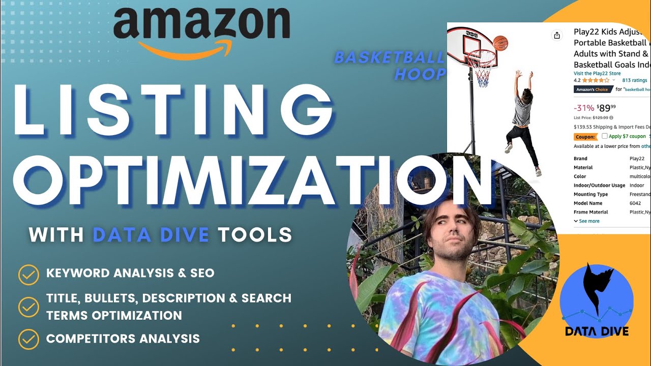 Amazon LISTING OPTIMIZATION Full Tutorial - Basketball Hoop: Title, Bullets, SEO using Data Dive