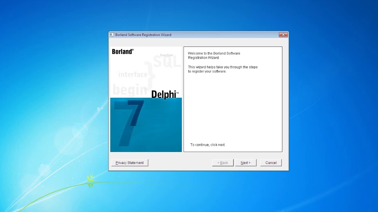 Borland license information was found, but it is not valid for Delphi