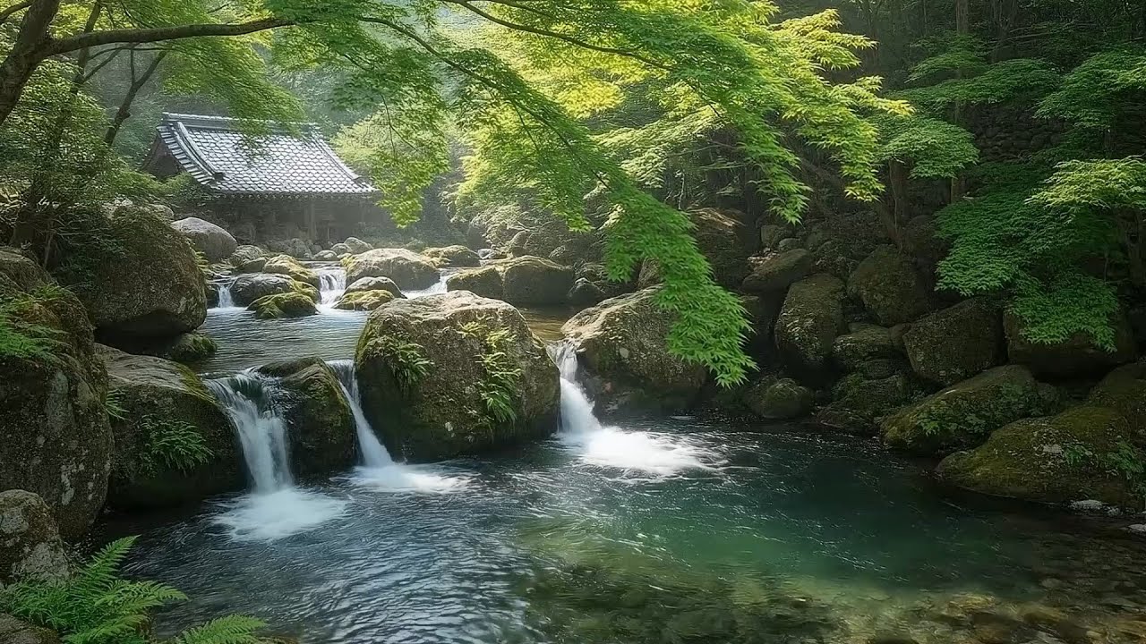 Relaxing River Ambience 🌿 Soft Piano & Gentle Waterfall Sounds for Deep Relaxation