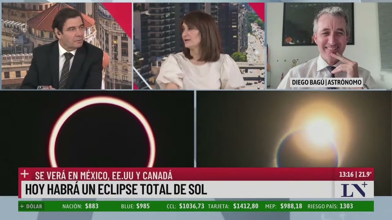 Eclipse solar en el norte de América; el análisis del astrónomo Diego Bagú