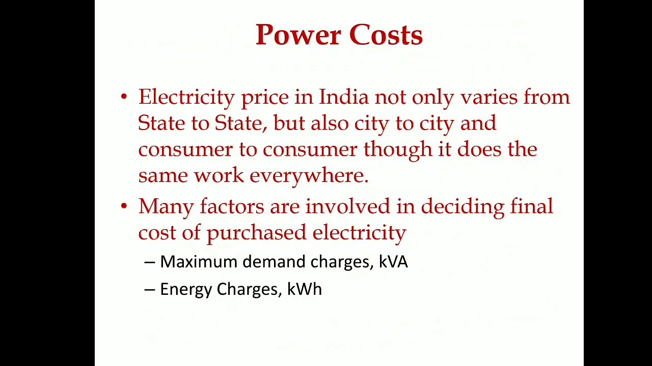 ME 482 - Energy Conservation and Management - Module V - Part 3 - Energy costs and bench-marking