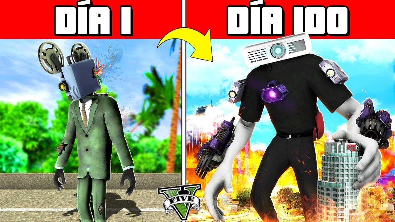 SOBREVIVÍ 100 DÍAS como PROJECTORMAN en GTA 5!! (Skibidi Toilet mod)