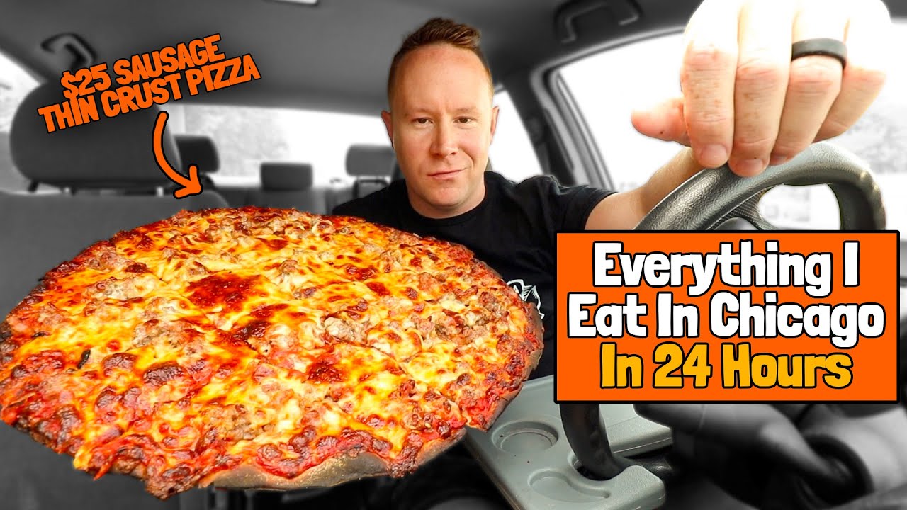 I ate an XL Crispy Sausage Pizza | *FULL DAY OF EATING IN CHICAGO* 🍰🌭🍕