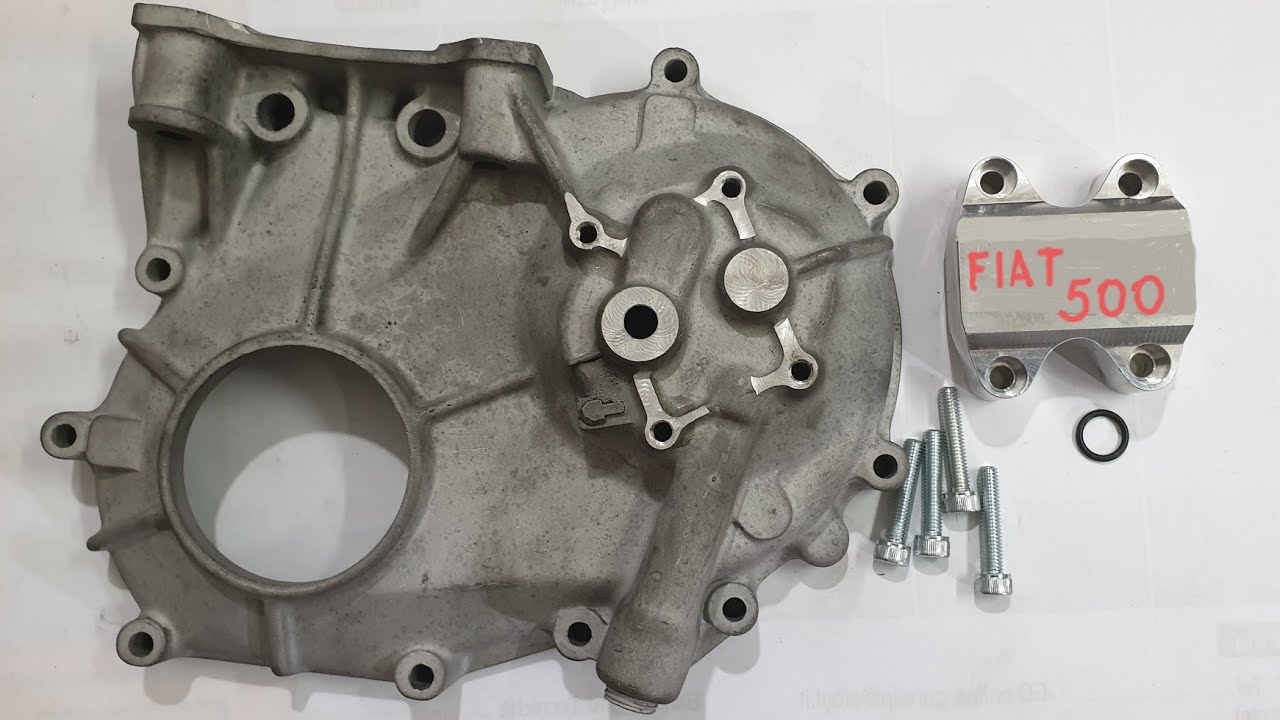 Fiat 500 - Modifica coperchio pompa olio x radiatore. Elaborazione fai da te.
