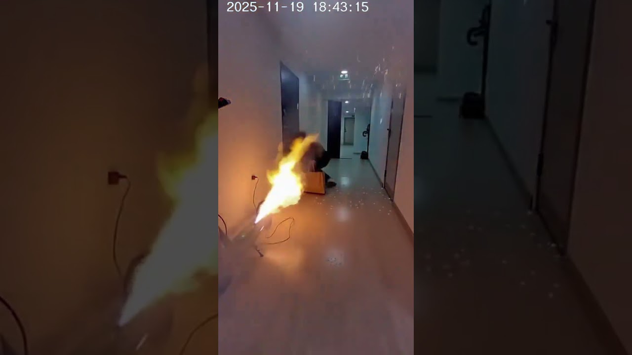 E-Scooter EXPLODES in Hallway! 💥#Shorts #Explosion #Escooter