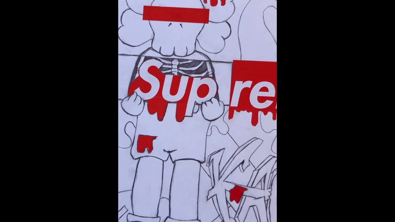 Supreme X KAWS Collaboration ❤️🔥 #supreme #kaws #drawing #hypebeast #art #briandonnelly