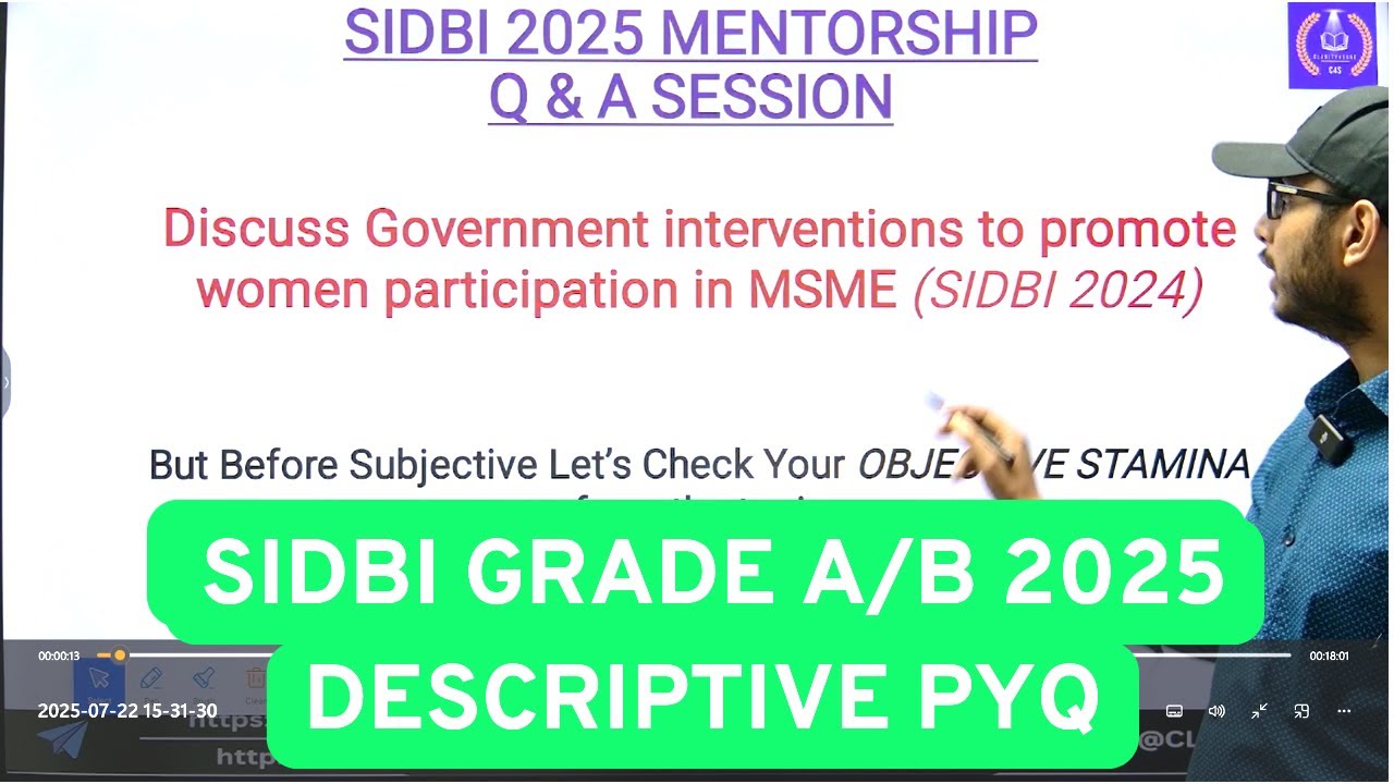 SIDBI Grade A & B Previous Year Descriptive Question & Answer  | Women in MSME| #sidbi2025