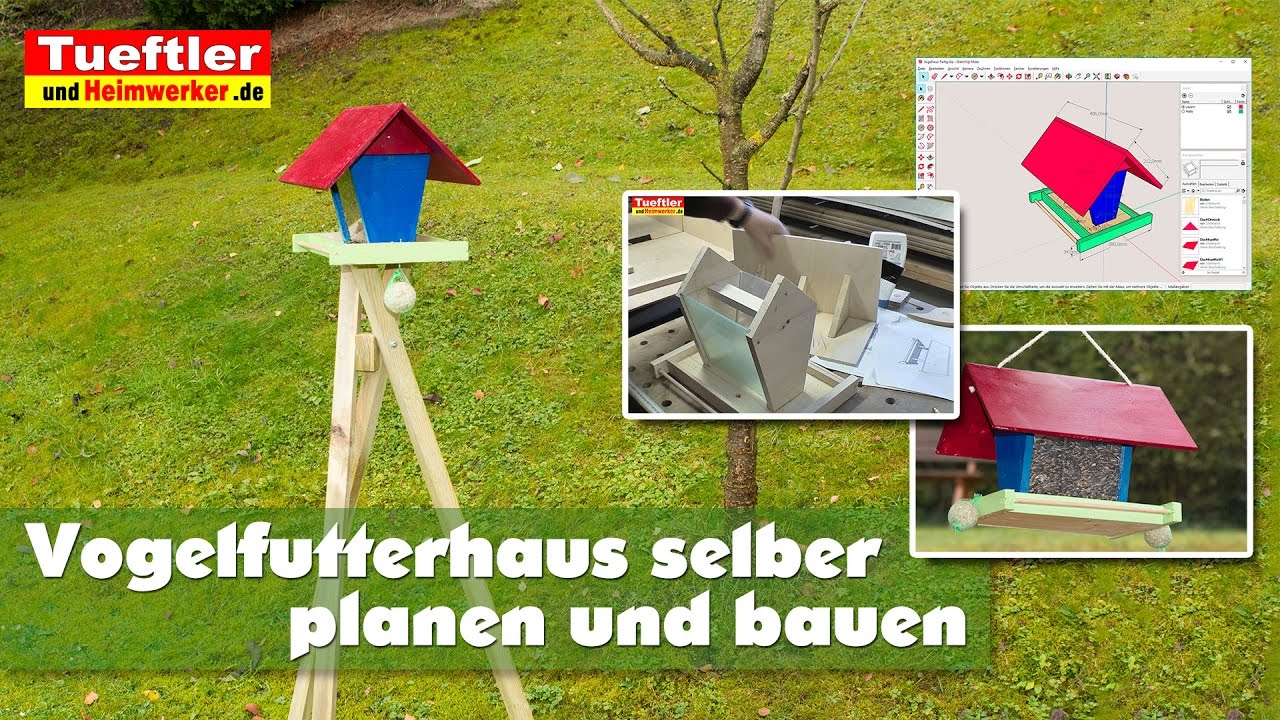 DIY - Vogelfutterhaus selber bauen inkl. Dreibein-Ständer