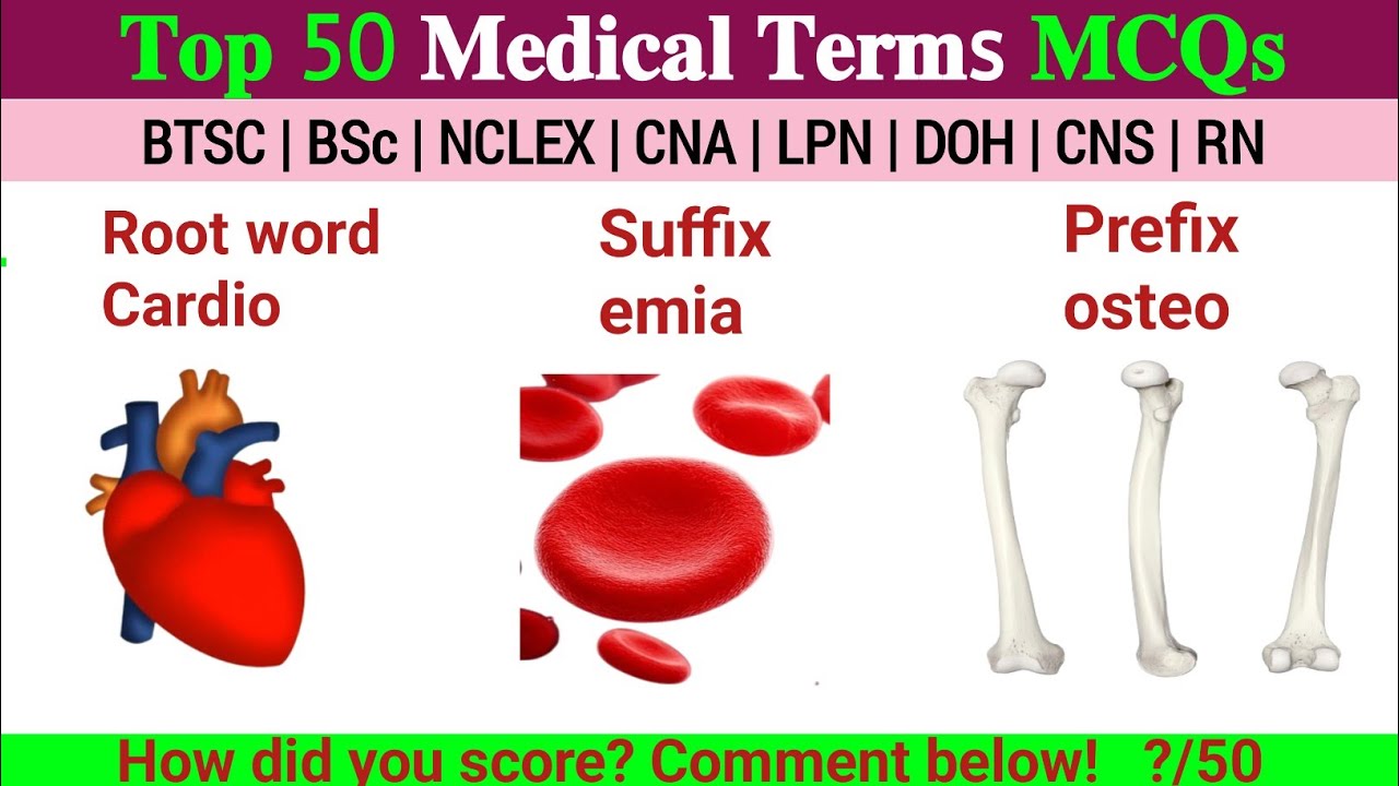 Top 50 Medical Terminology MCQs 2025 | Prefixes, Suffixes & Root Words for Nursing & Medical Exams