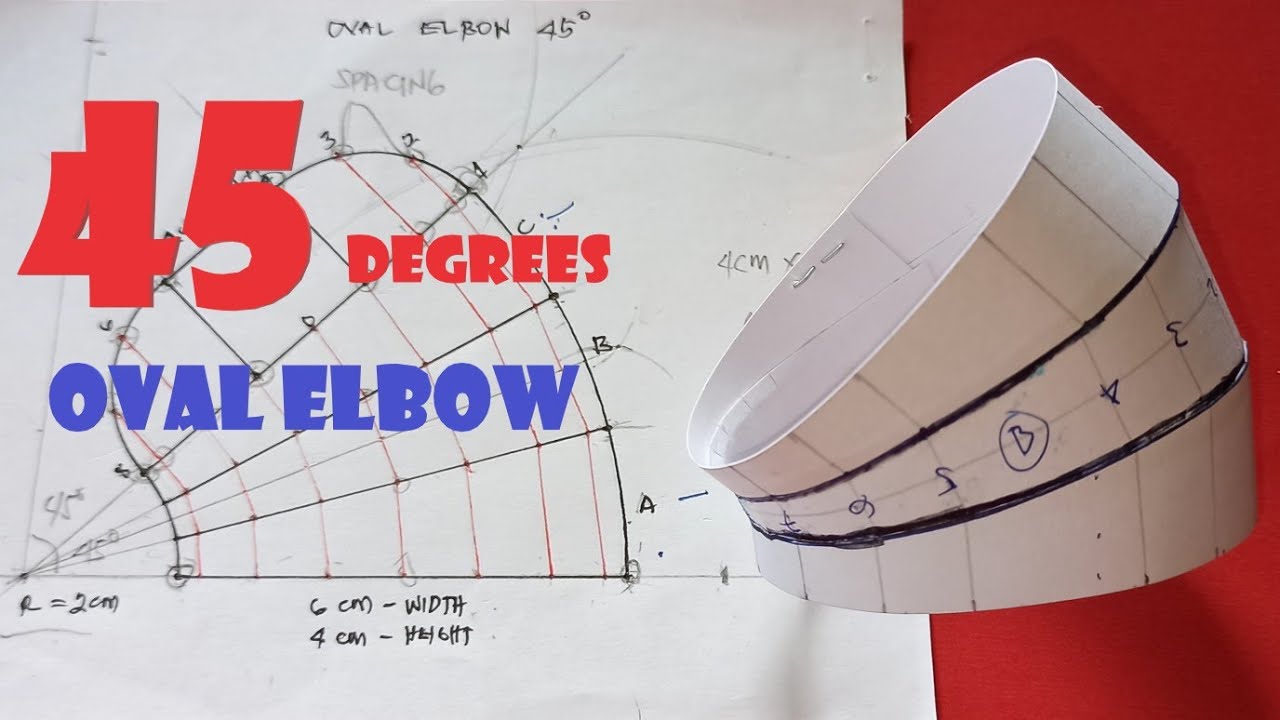 OVAL ELBOW 45° : How to make/fabricate it? Sheetmetal fabrication. English subtitle