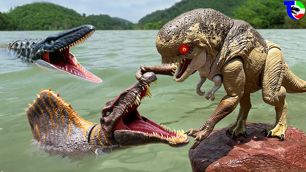 SPINOSAURUS & MOSASAURUS VS D-REX 🦖Jurassic World Rebirth| Another Final Battle