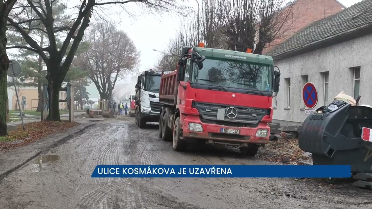 Kosmákova ulice v Brně je uzavřena, opravuje se kanalizace a vodovod