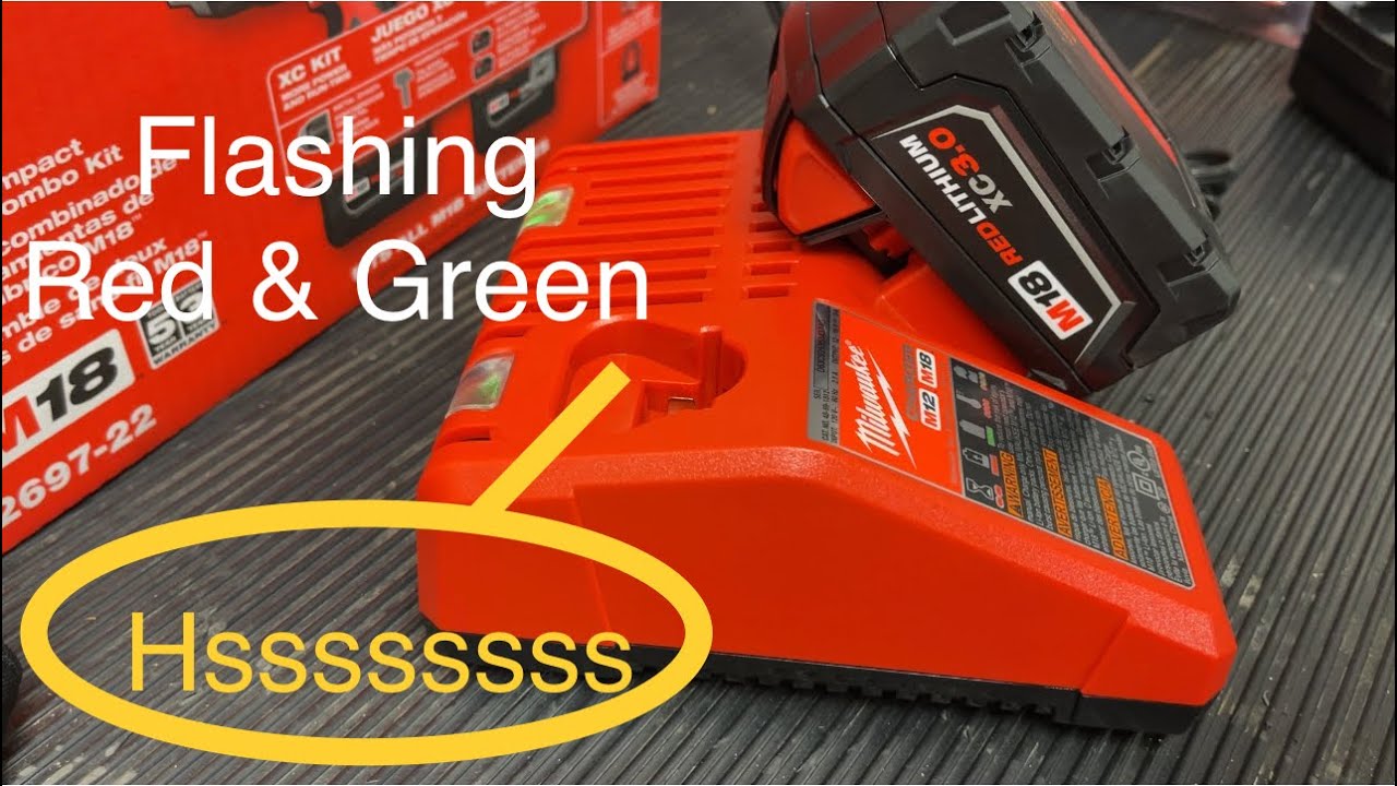 Milwaukee Battery Charger  Hissing & Flashing red and green. Hissing sound normal?