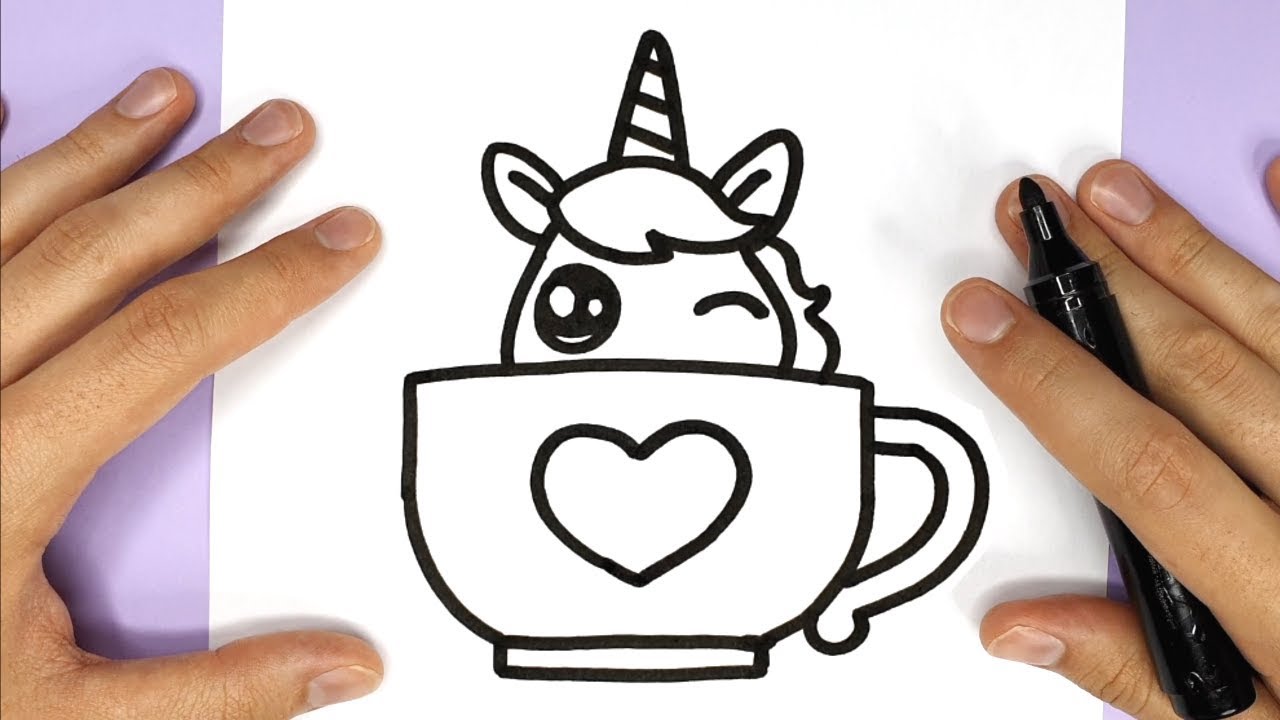Kawaii Einhorn in einer Tasse malen - Kawaii Bilder