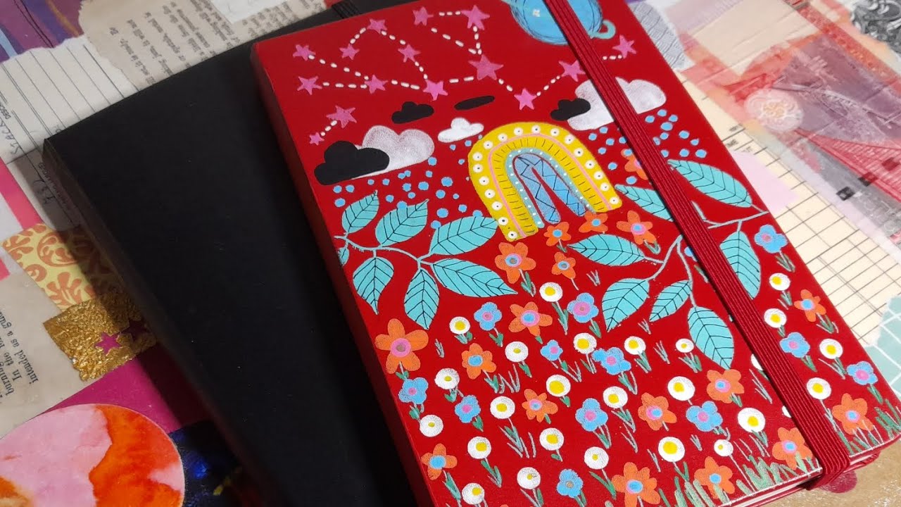 my completed Moleskine art journal flip through