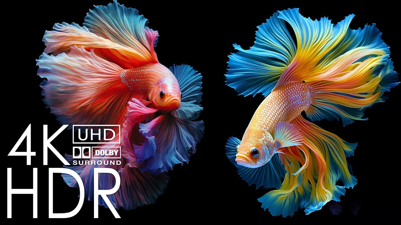 Stunning Betta Fish 4K HDR 60fps Dolby Vision - 4K UHD Abstract Liquid Screensaver | Relaxing Music