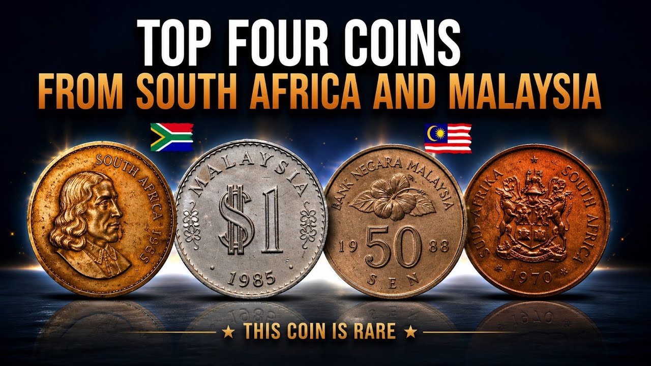 1965 South Africa 2 Cents 1970 2 Cents 1985 1 Ringgit 1988 50 Sen Coin Value
