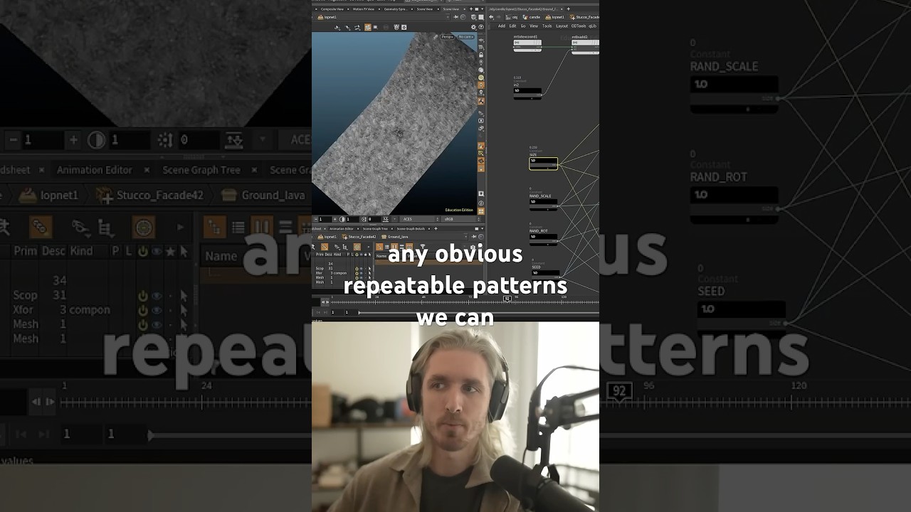 How to fix tileable texture repetition in Houdini. #VFX #cgi #fx