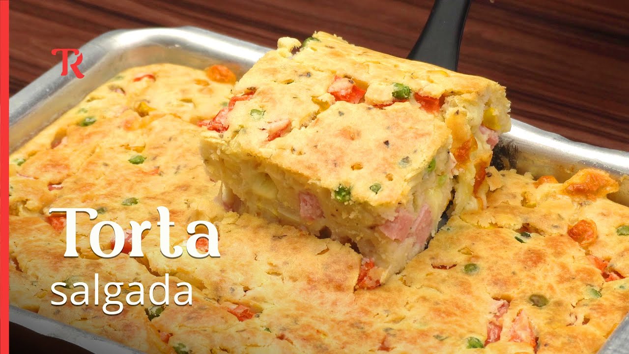 Torta salgada super f&aacute;cil e saborosa! &Eacute; s&oacute; misturar tudo e est&aacute; pronto!