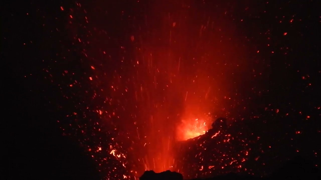 Mount Yasur volcano erupting