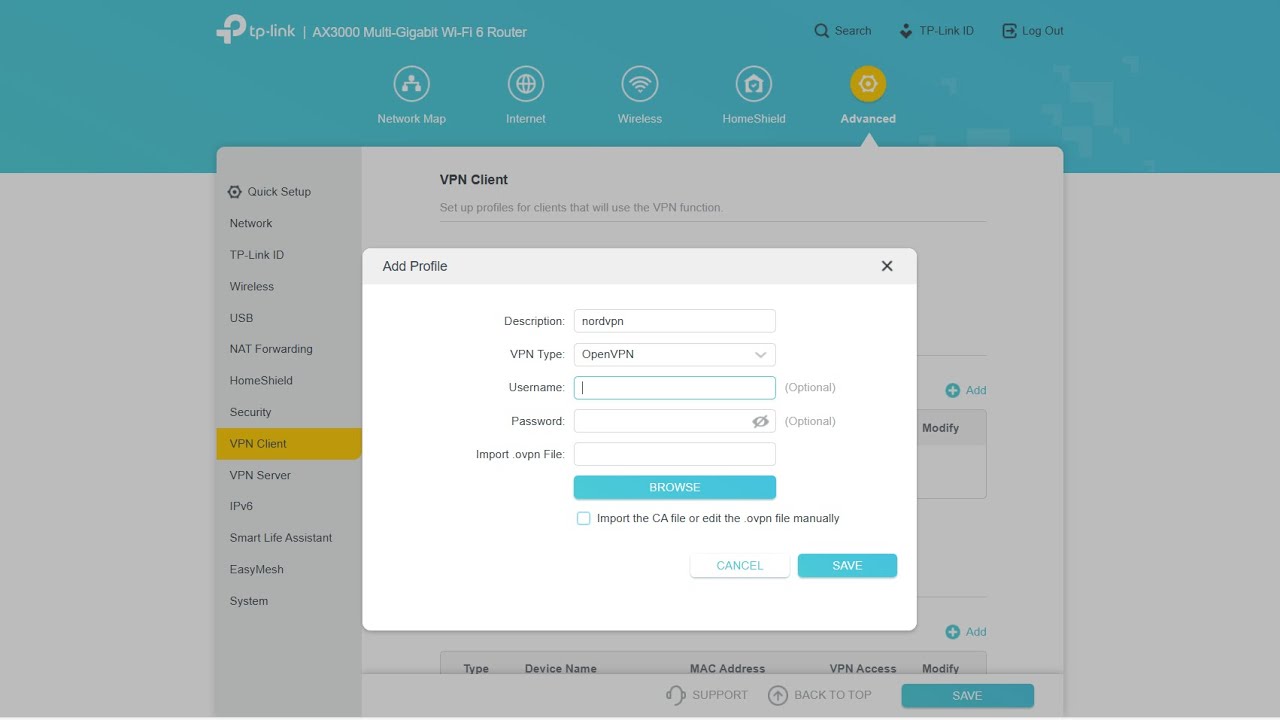 как настроить клиент OpenVPN на маршрутизаторе TP-Link Wi-Fi 6
