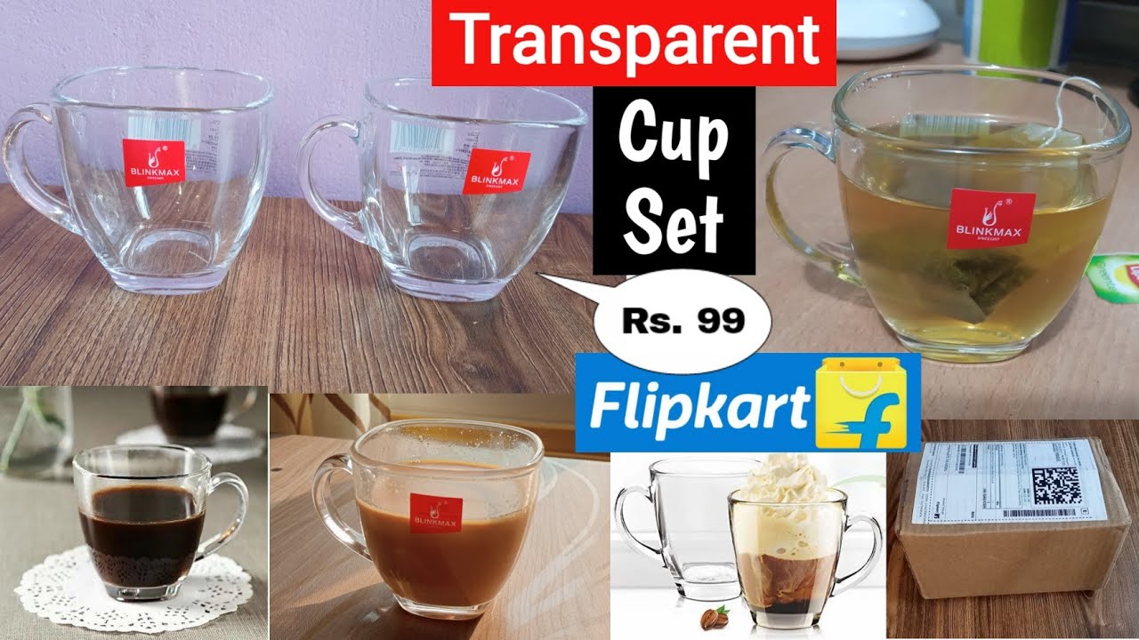 Flipkart Transparent Glass Tea Cup Set/Pack of 2/Square Crystal Clear Cup Set/Unboxing/Review/