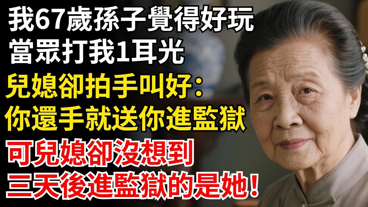 我67歲孫子覺得好玩，當眾打我1耳光，兒媳卻拍手叫好：有本事你打回來，我送你進監獄！可兒媳沒想到，三天後進監獄的是她#晚年生活#中老年生活#為人處世#生活經驗#情感故事