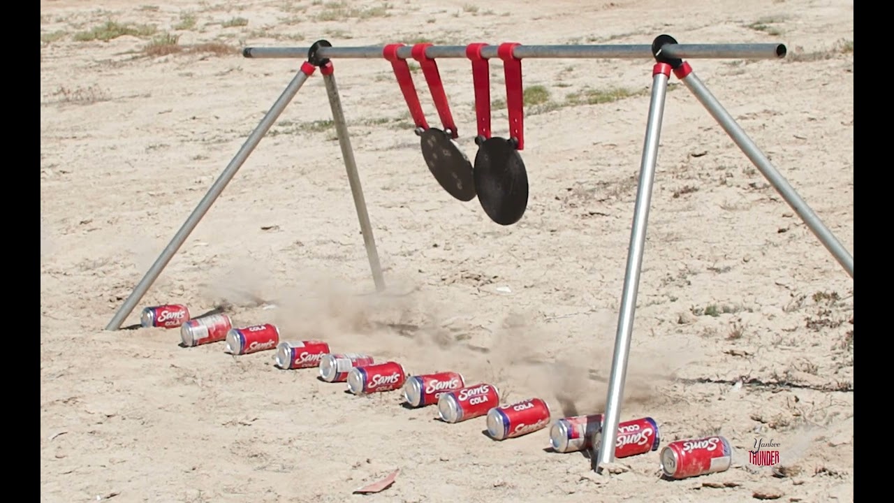Demo of Bullet Splash on AR500 Steel Targets Using Soda Cans. (FMJ Round)