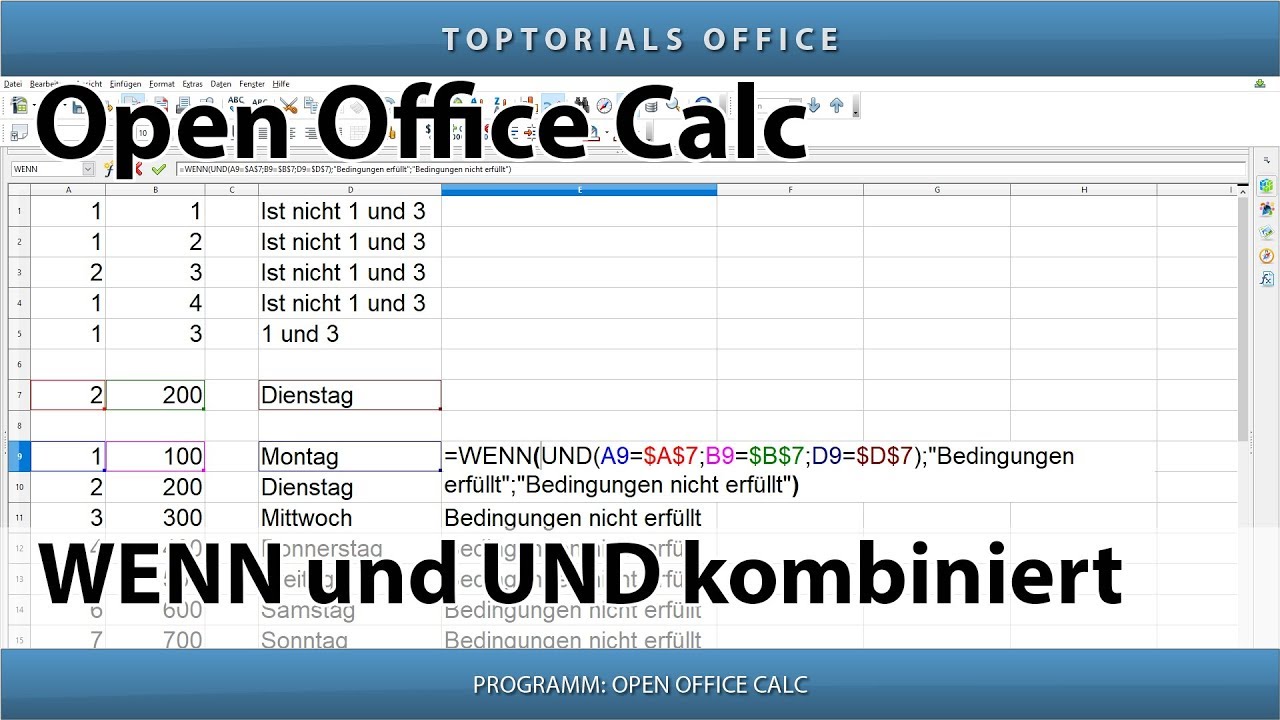 WENN und UND kombiniert (OpenOffice Calc)