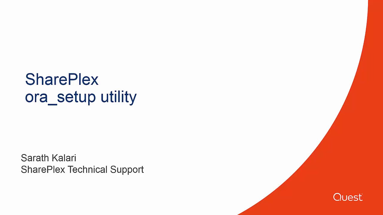 VIDEO - ora_setup utility in SharePlex