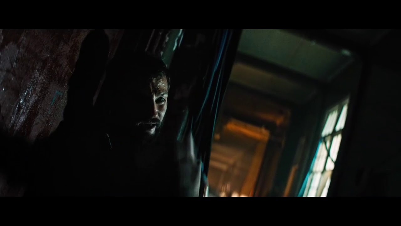 Scene from UPGRADE... Fisk kills a man with a single sneeze...