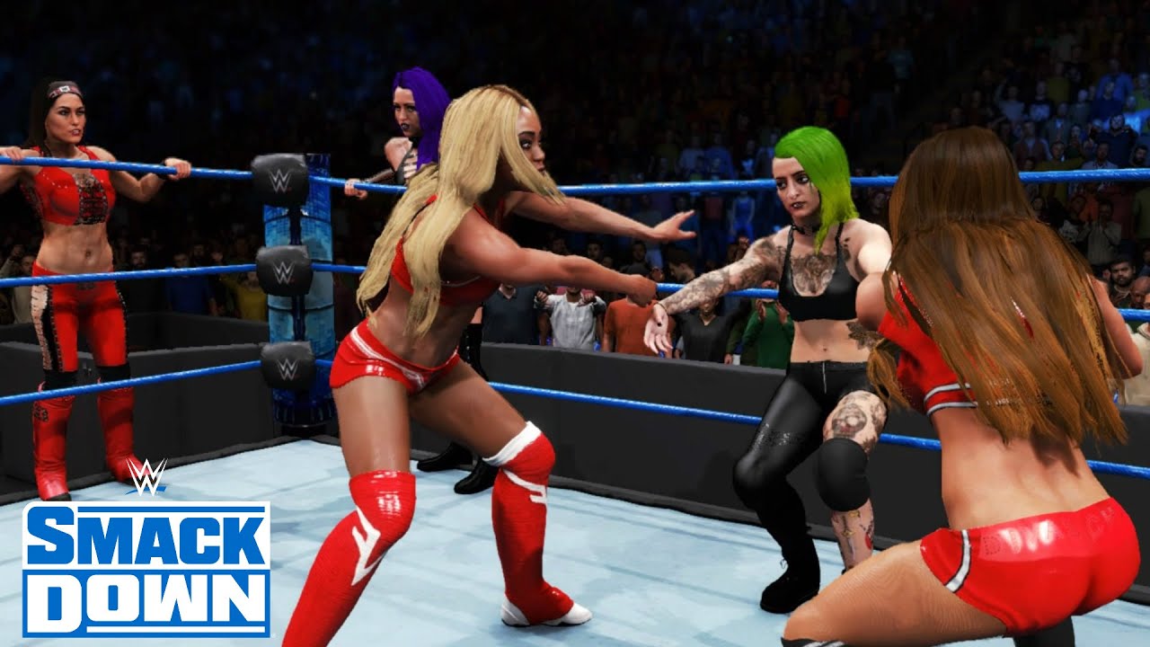 WWE 2K20 SMACKDOWN THE RIOTT SQUAD,MIA YIM & ASUKA VS TEAM BELLA & GIGI