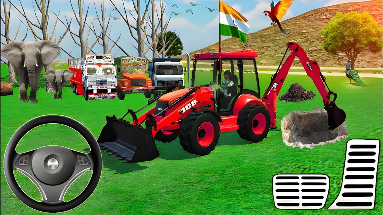 🔴DRIVE JCB TRACTOR  DUMPER UNLOADING 🪨🏗TRUCK GADI GAME VIDEO 03 #truck #jcb #tractor  #games 
