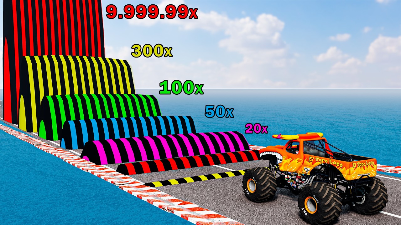 El Toro Loco and MONSTER TRUCKS VS Portal Trap and Speed Bumps in BeamNG.drive