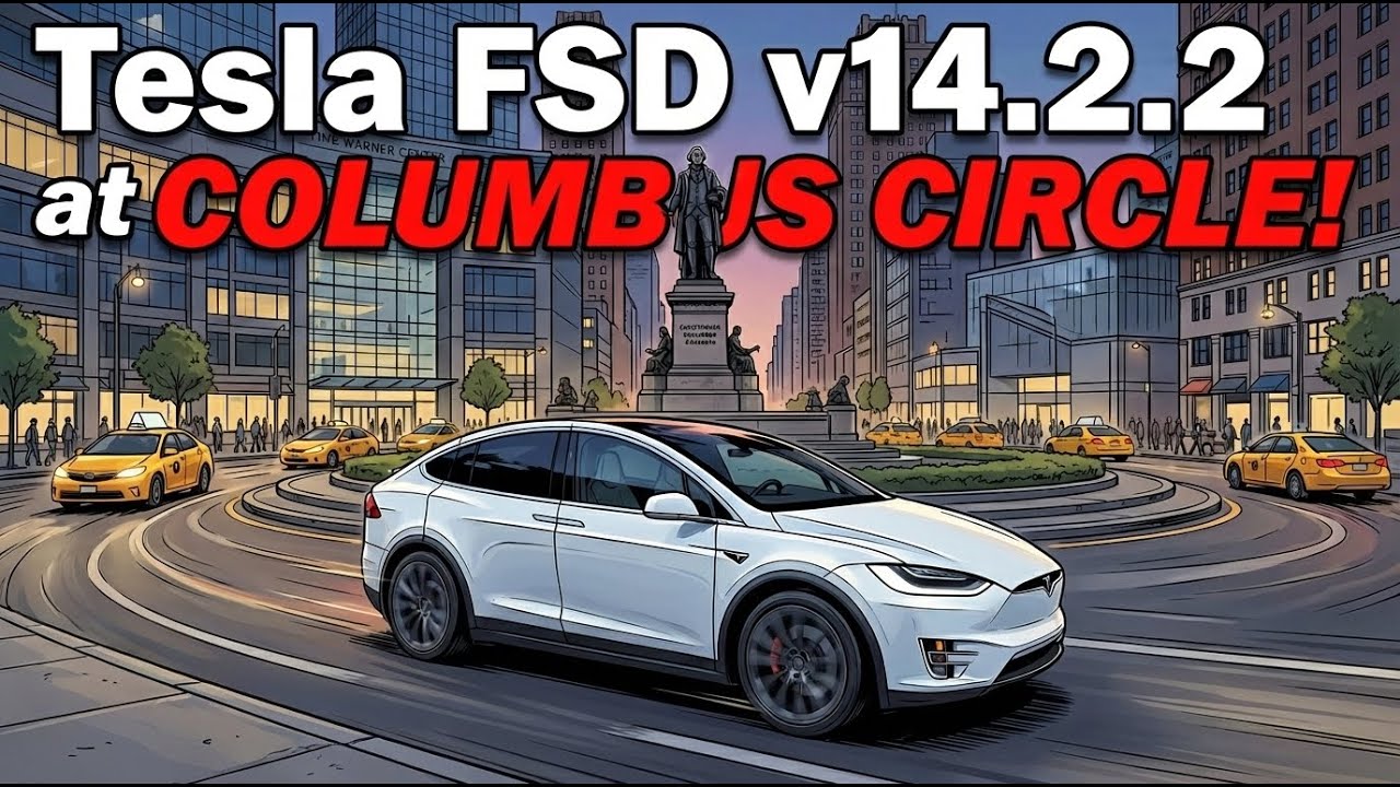 Система Tesla FSD версии 14.2.2 справляется с самым известным кольцевым перекрестком Нью-Йорка — ...