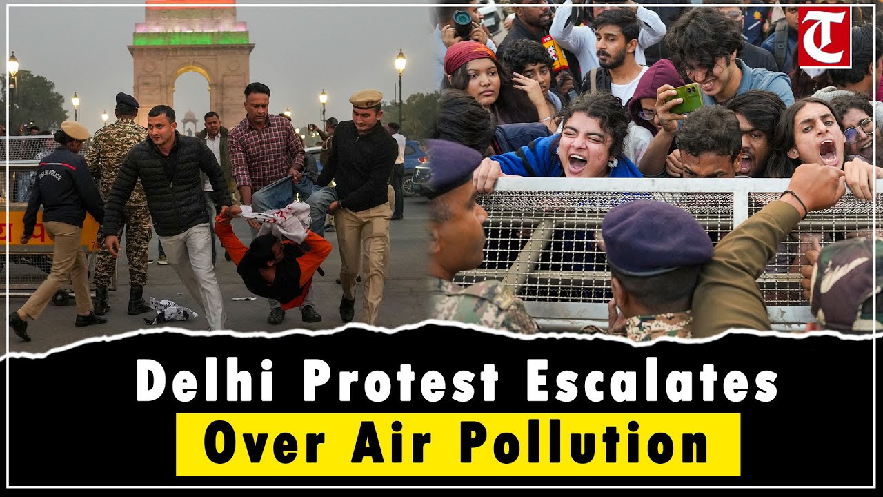 Delhi India Gate Protest Turns Tense Over Air Pollution; Chili Spray Used During Rally