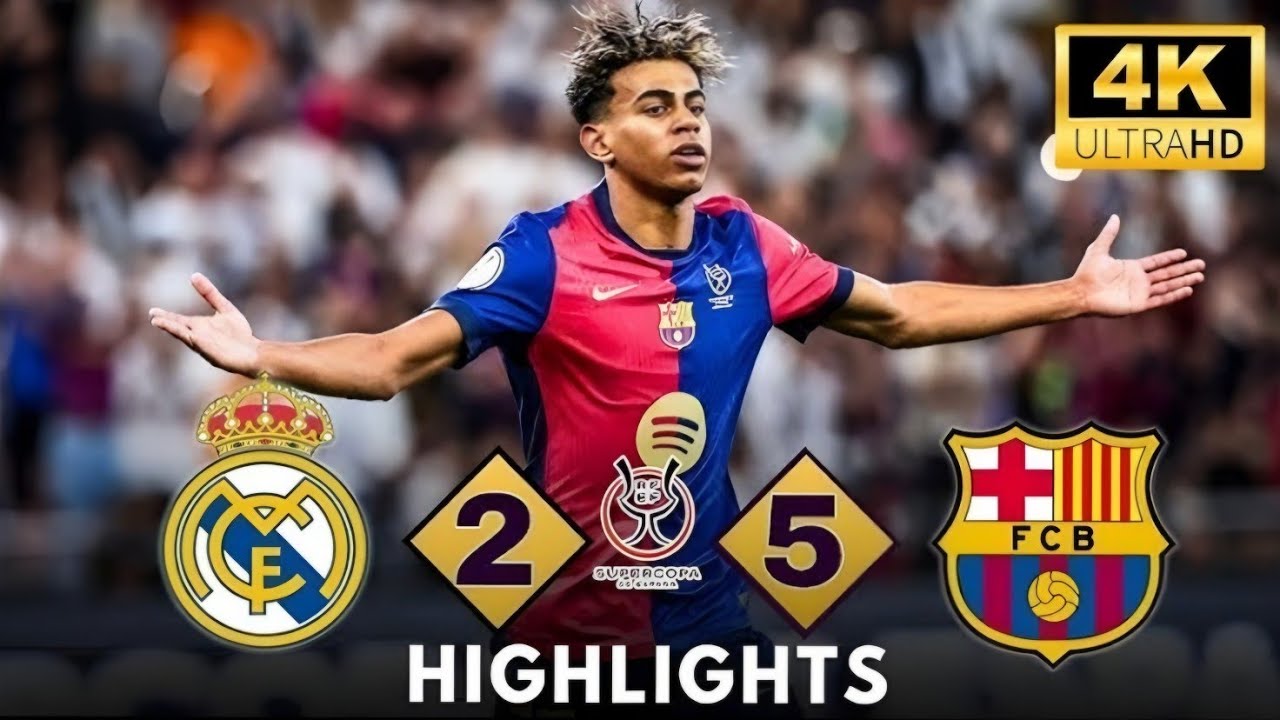 فوز ساحق برشلونة وريال مدريد 5-2 🇪🇦 نهائي كأس السوبر 🏆 كلاسيكو الارض 🌍 تعليق فارس عوض HD