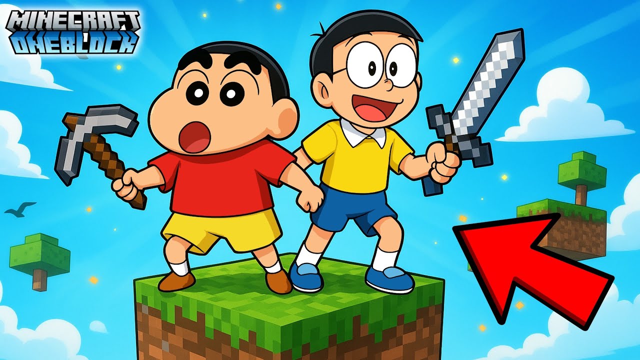 Shinchan And Nobita In Minecraft One Block 😱