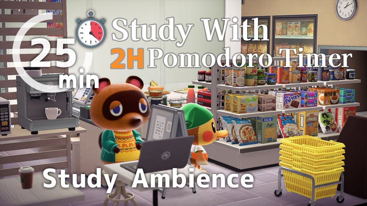 🎧⏱2H Pomodoro Technique 25/5 ¨̮🍅 - Convenience Store Cafe Ambience for Productive Study ☕🏪