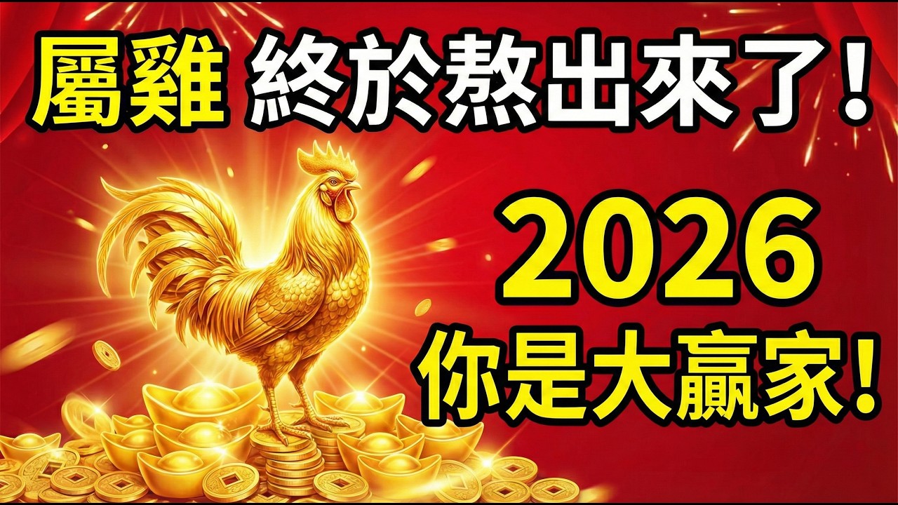 屬雞的熬出來了！2026年金雞報喜：不僅有錢，還有貴人上門！這一年你註定是贏家！#屬雞2026運勢 #2026生肖雞運勢 #生肖雞 #財運 #偏財 #貴人運 #風水佈局 #丙午馬年 #招財 #屬雞