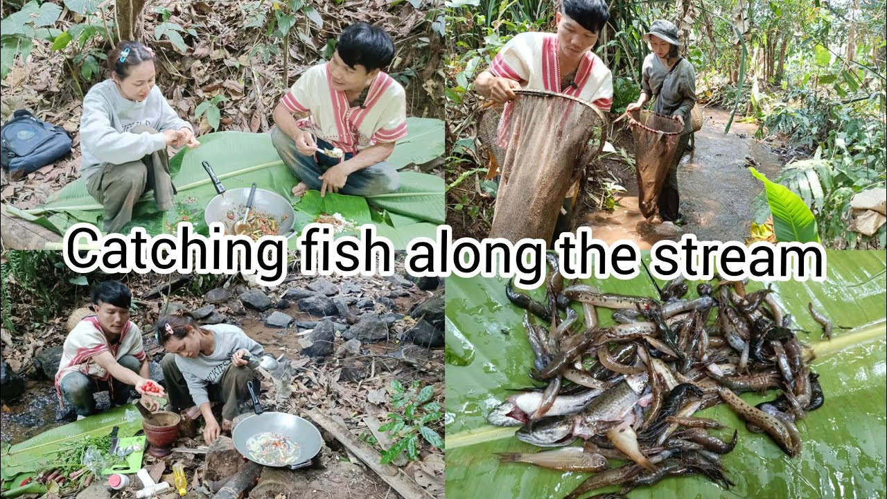 จับปลาตามลำน้ำพอได้กินอยู่ครับCatch fish along the stream and make a delicious meal with rice.
