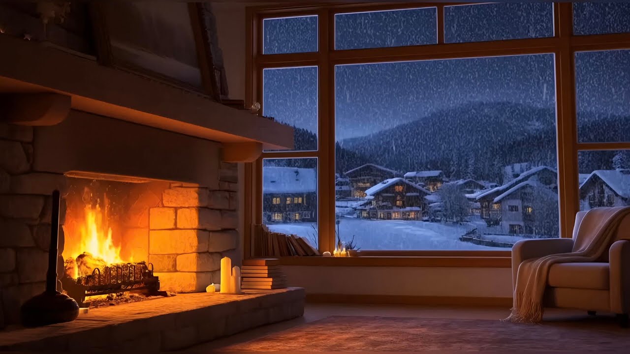 Fireplace Ambience with Smooth Jazz Piano 🔥 Cozy Night Soundscape for Deep Sleep & Relaxation