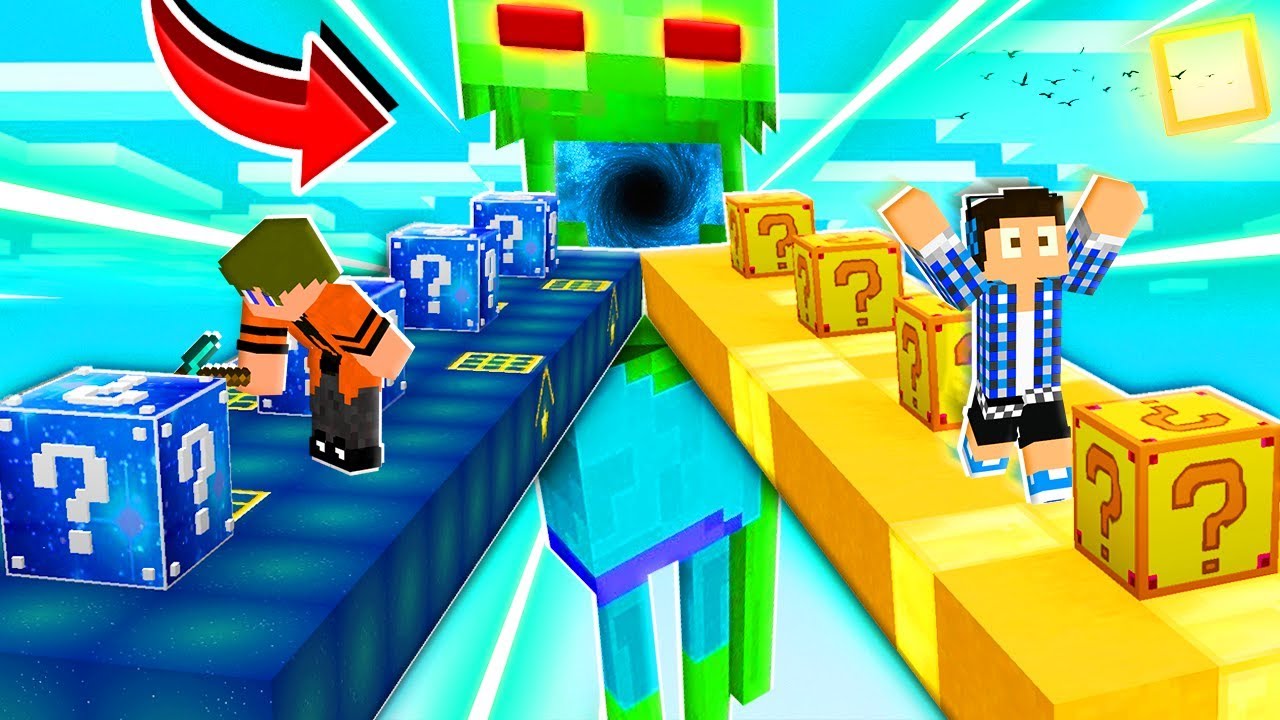 CORRIDA DA LUCKY BLOCK ESPAÇO VS LUCKY BLOCK FORTUNIA NO MINECRAFT