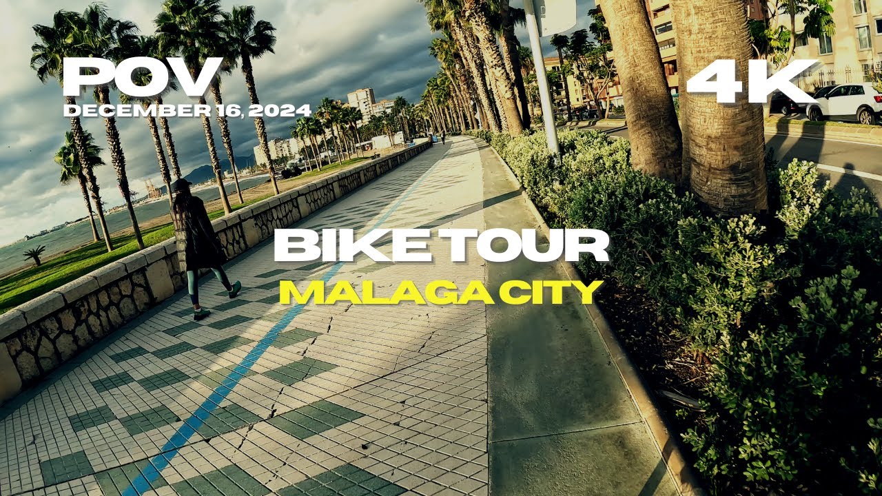 [4K] Málaga Spain 🇪🇸 | Bike tour on a cloudy day 🎧